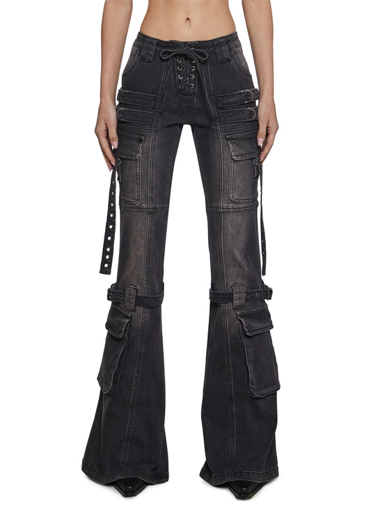 REBEL ASCENT CARGO FITTED JEANS – BLACK