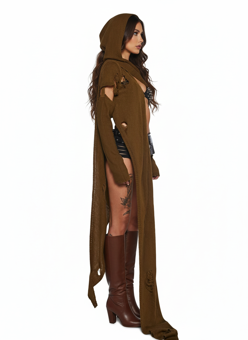 UNISEX Hooded Scarf Wrap Crop Top