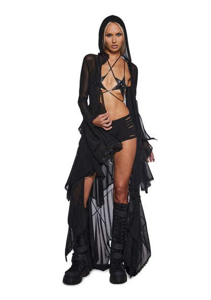 Lace Veil Duster — Black