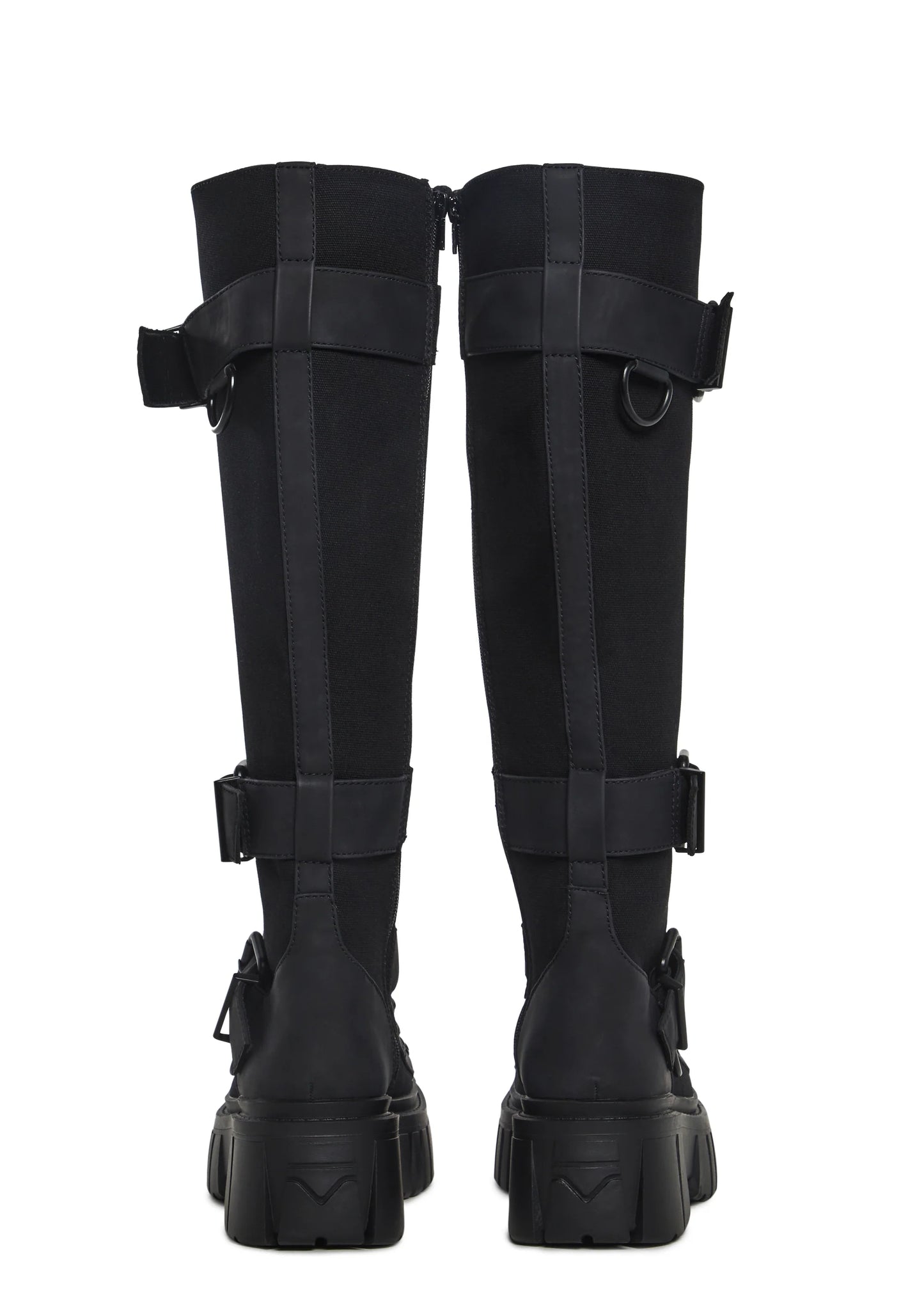 COMBAT KNEE HIGH BOOTS - BLACK