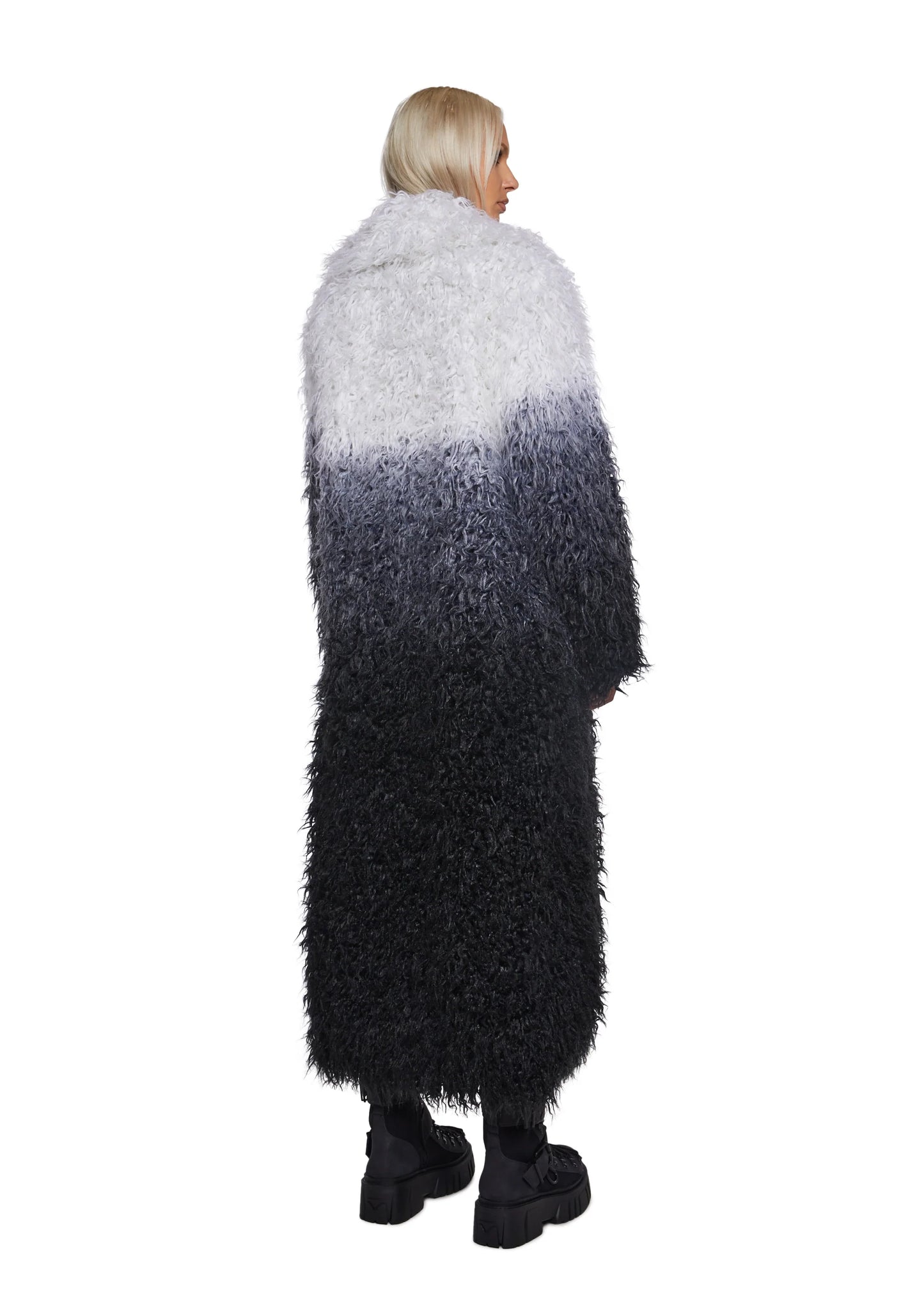 Arctic Shag Faux Fur Coat — Grey/White
