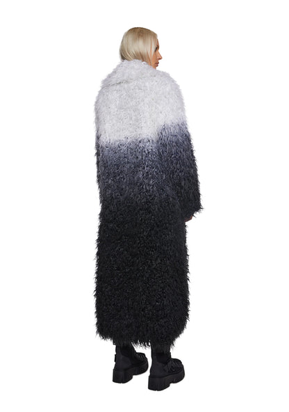 Arctic Shag Faux Fur Coat — Grey/White