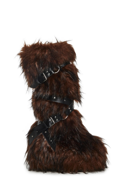 Brown High Faux Fur Boots