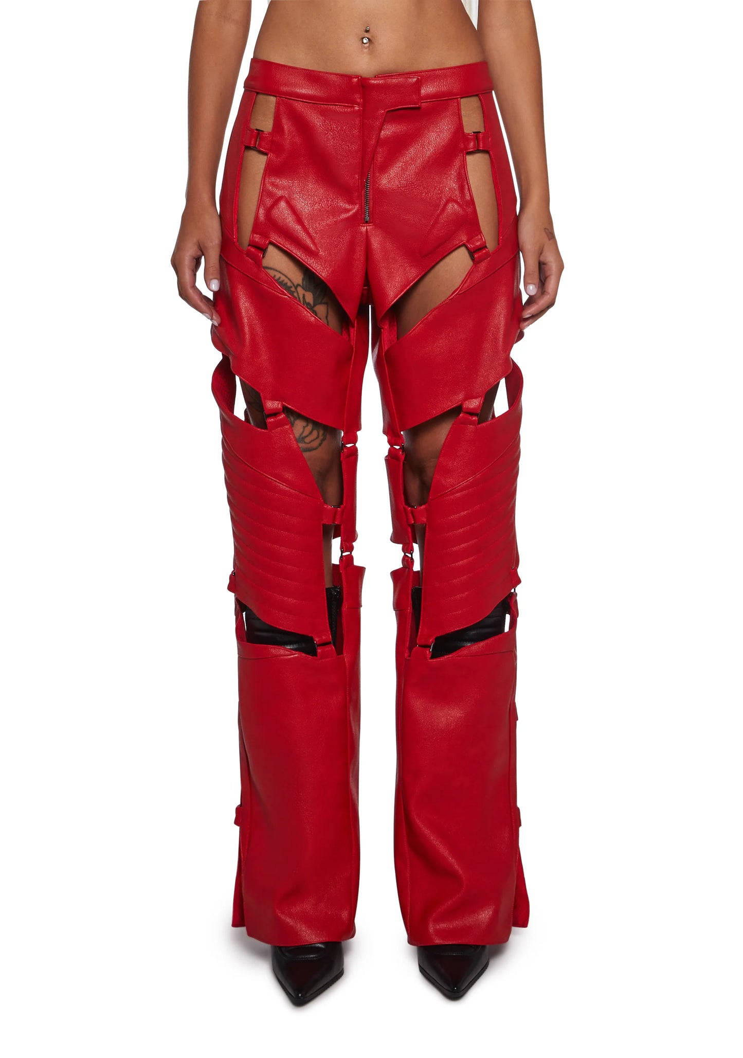 Vanta Moto Cut-Out Armor Pants — Red