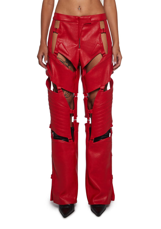 Vanta Moto Cut-Out Armor Pants — Red