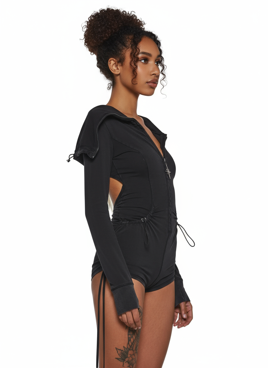 Eclipse Mask Hood Utility Black Romper