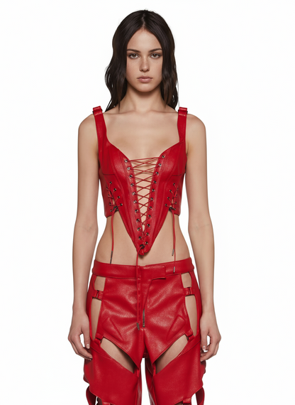 Vanta Bungee Lace Corset - Red