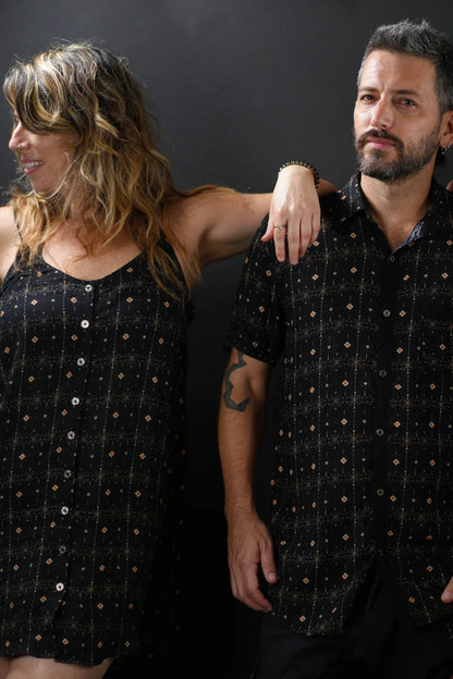 SIA Mini Dress In Black Fireworks Print