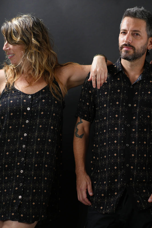 SIA Mini Dress In Black Fireworks Print