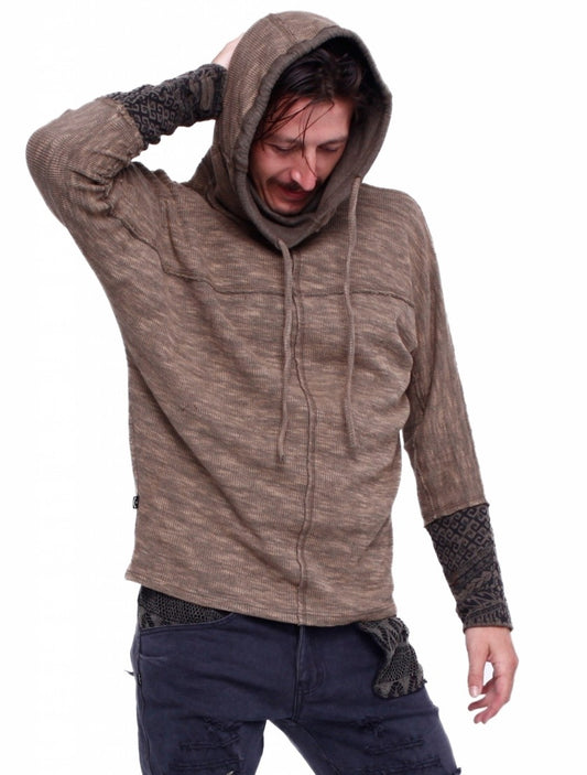 BAGGY SLUB Hoodie Sweater In Misty Brown