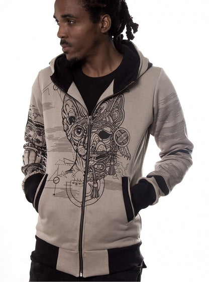SAMURAI CAT Zip Hood In Stone