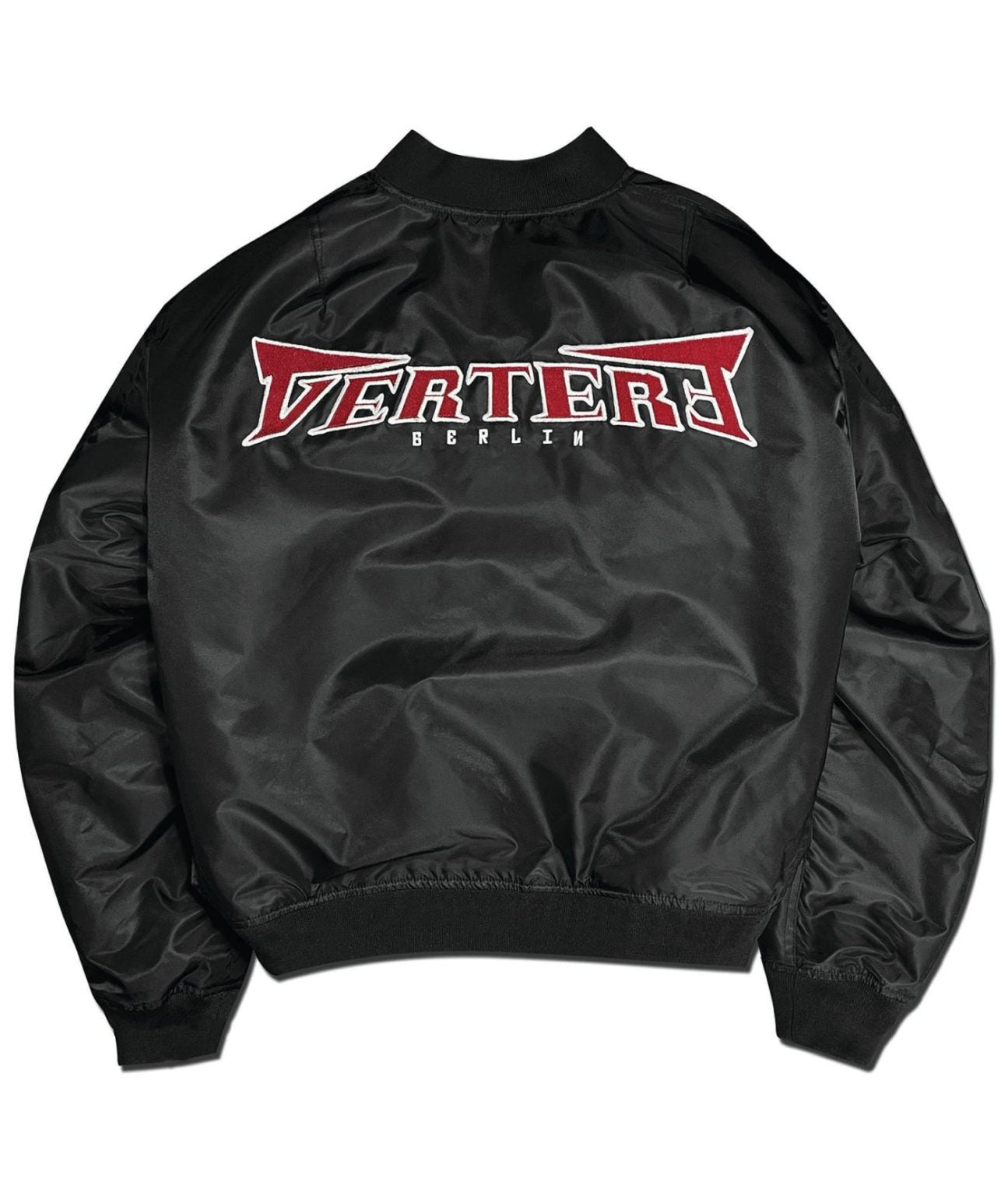 Vertere Berlin Unisex Embroidered Logo Padded Bomber Jacket In Black