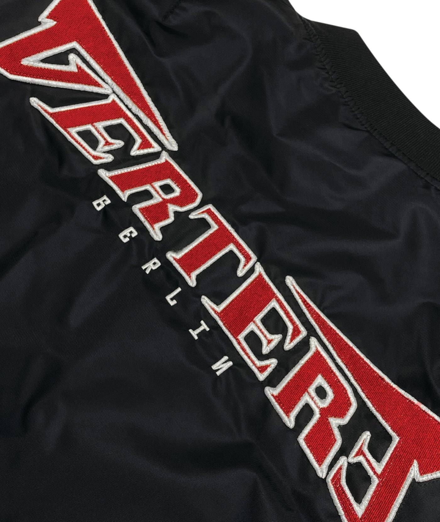 Vertere Berlin Unisex Embroidered Logo Padded Bomber Jacket In Black