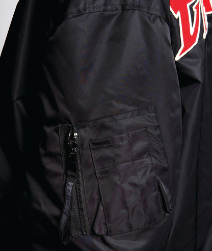 Vertere Berlin Unisex Embroidered Logo Padded Bomber Jacket In Black