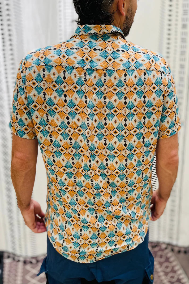 RETRO UNISEX Button Short Sleeve Shirt