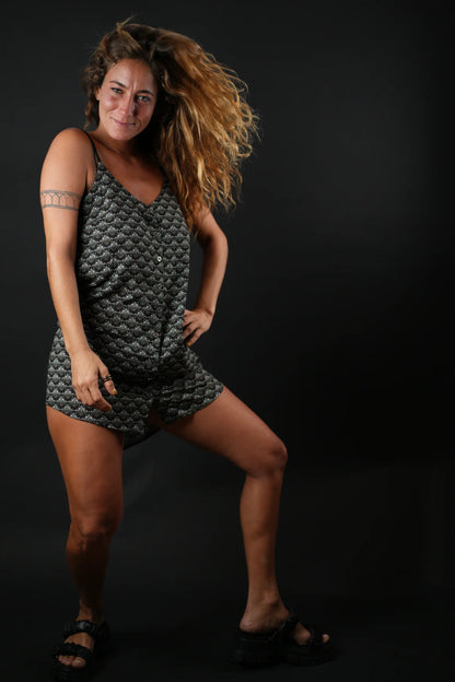 SIA Mini Dress In Black FAN Print