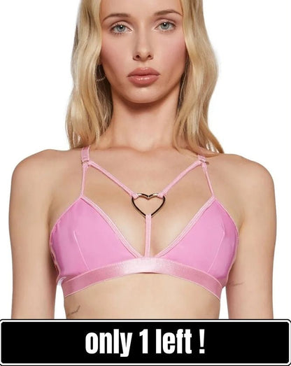 HEART Vinyl Bra - Pink