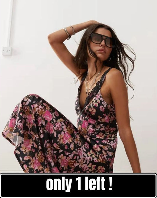 Reclaimed Vintage Lace Insert Cami Midi Dress In Floral Print