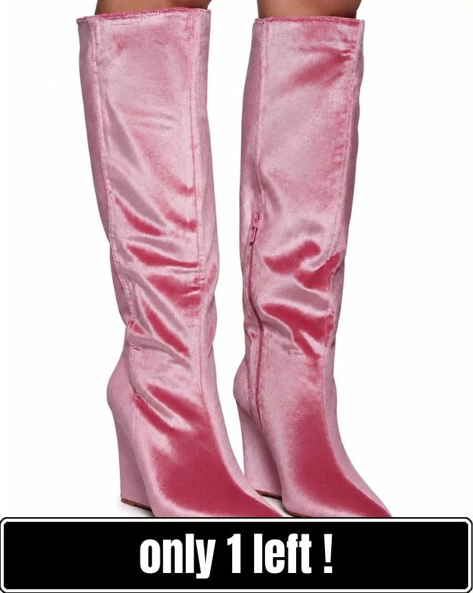 TOTALLY MESMERIZED Knee High Boots - Pink