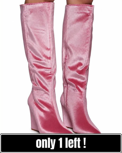 TOTALLY MESMERIZED Knee High Boots - Pink