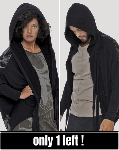 GEISHA Unisex Hooded Kimono In Black