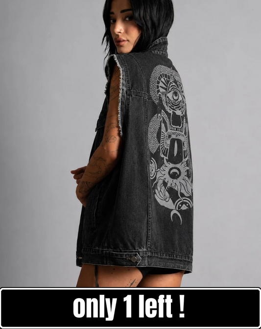 MIKO WO Denim Vest In Black