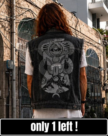 MIKO Unisex Denim Vest In Black