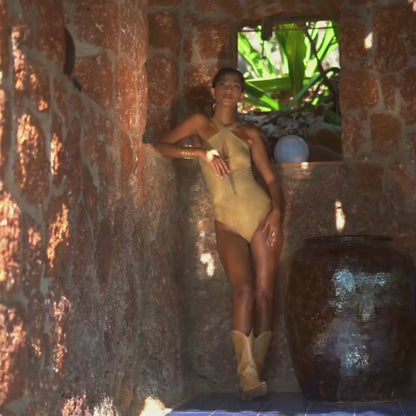 LILA Suede Light Mustard One Piece Swimsuit