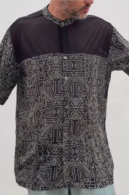 TRIBAL MAZE Unisex Button Tunic