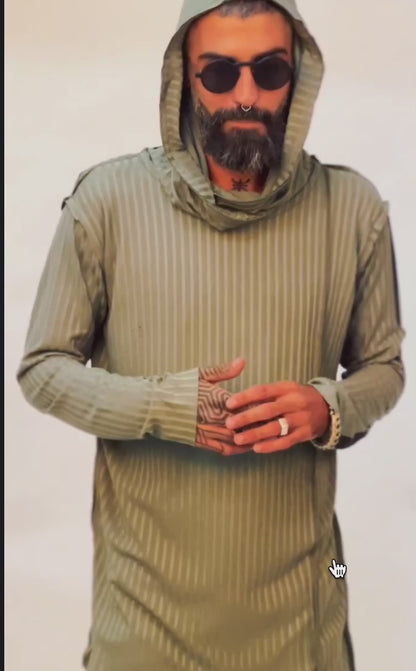 CATALIST WO Hooded Shirt In Light Olive