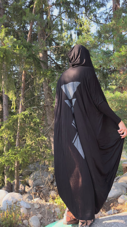 KARMA Hooded Long Kaftan In Black