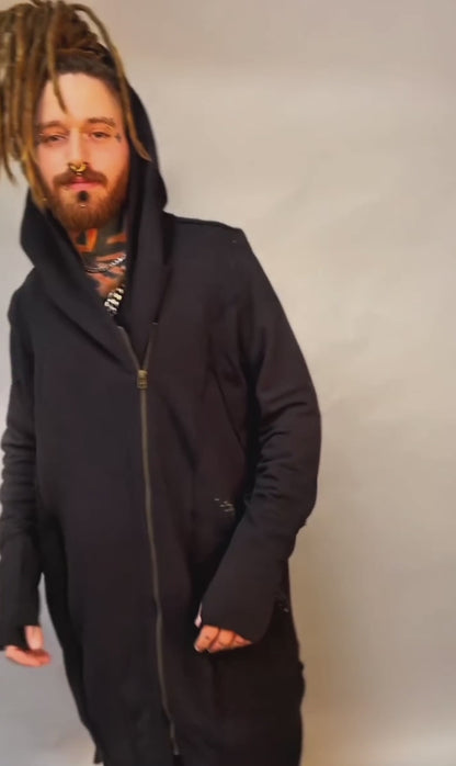 CUTSY WO Hooded Long Jacket In Stone