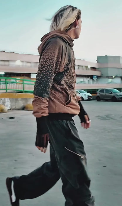 MARK Zipped Hooded Jacket In Beige