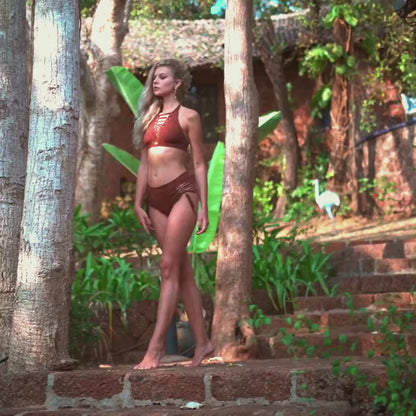 NELLY Shabby Brown High Waisted Bikini Set