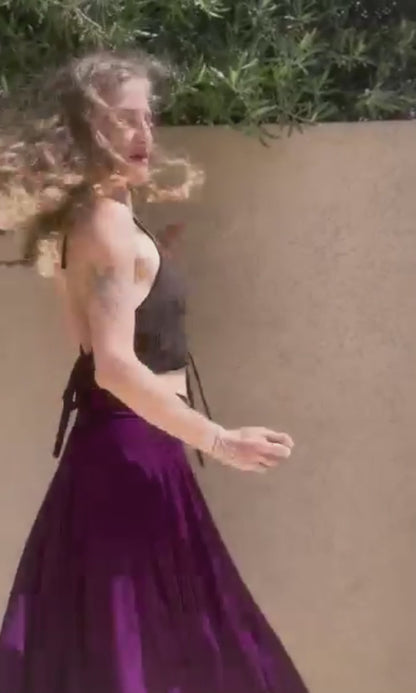 FAIRY Long Skirt – Deep Aubergine Flow