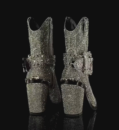 OUTLAW Rhinestone Cowboy Boots - Silver