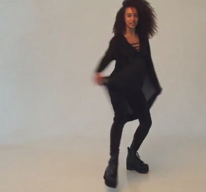 KARMA Hooded Long Kaftan In Black