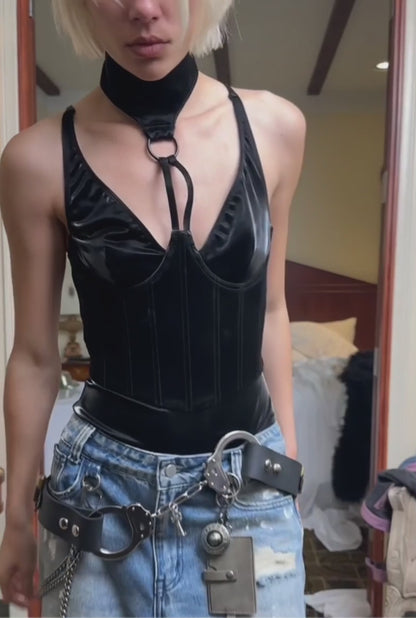 Liquid Velvet Armor Bodysuit — Black