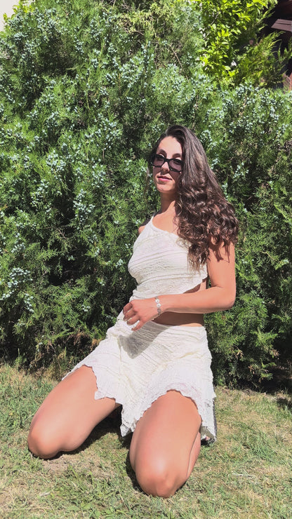 Cotton:On Asymetric Hem Strappy Crop Top In Coconut Texture