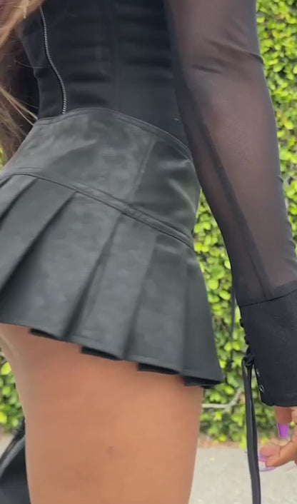 Crash Vegan Leather Micro Skirt – Black