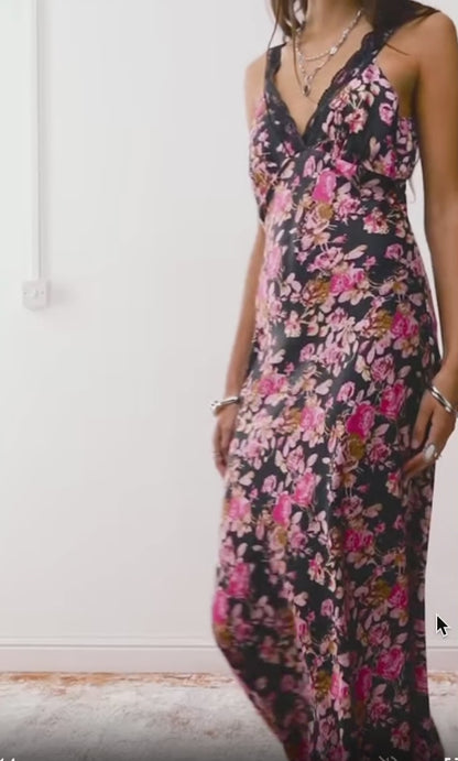 Reclaimed Vintage Lace Insert Cami Midi Dress In Floral Print