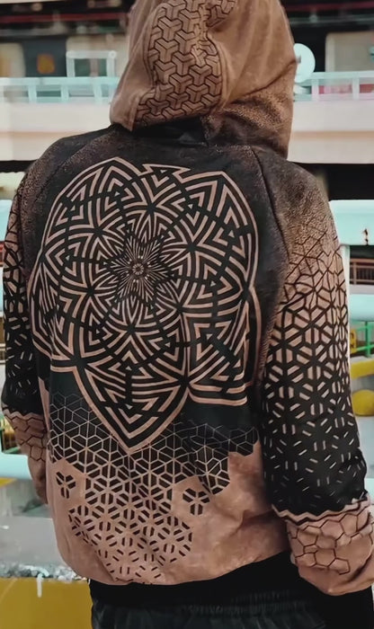 MARK Zipped Hooded Jacket In Beige