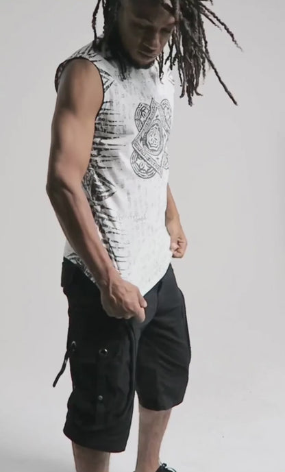 JAYA Sleeveless Tee In Olive-Noir