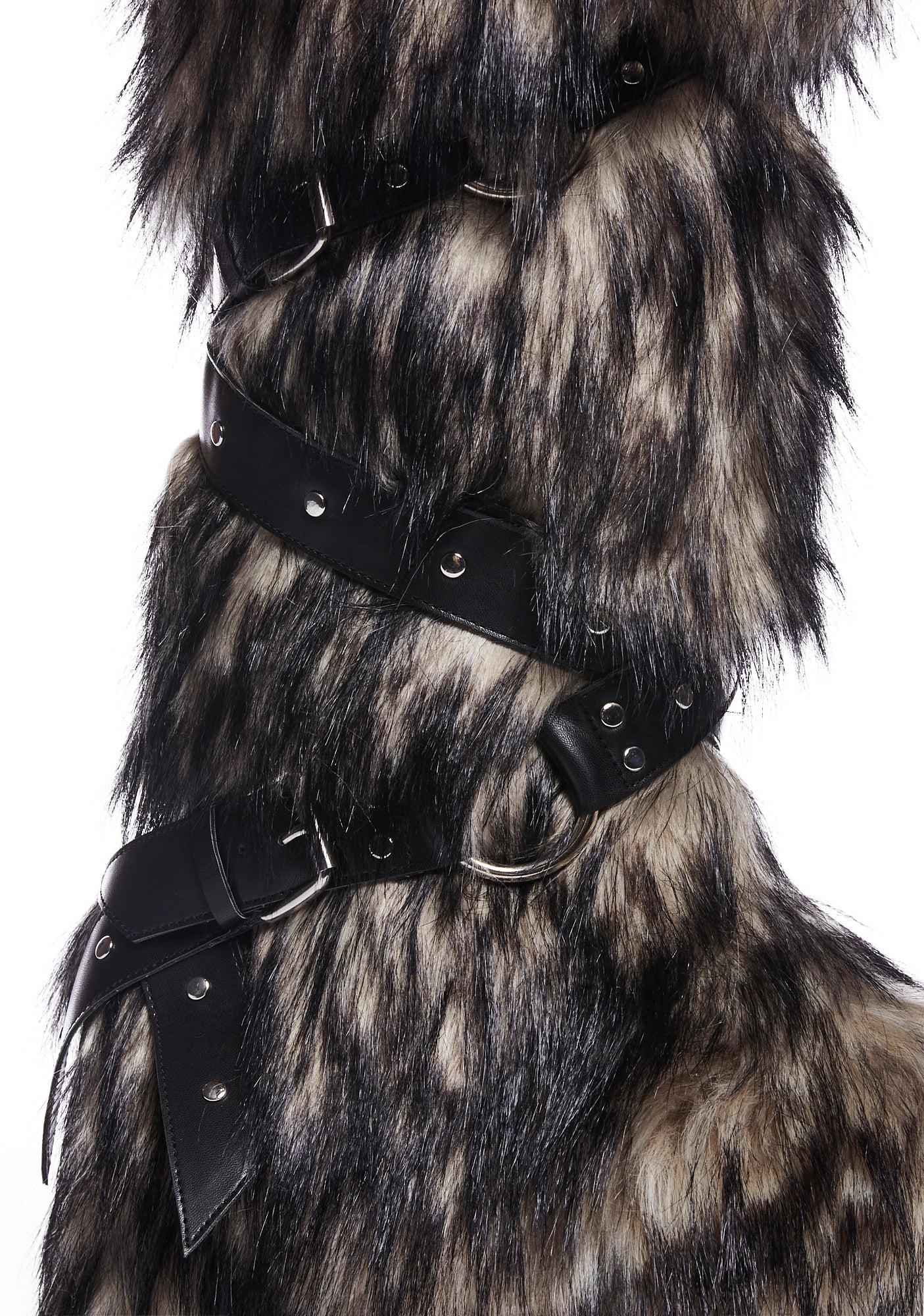 Dirty Off-White High Faux Fur Boots