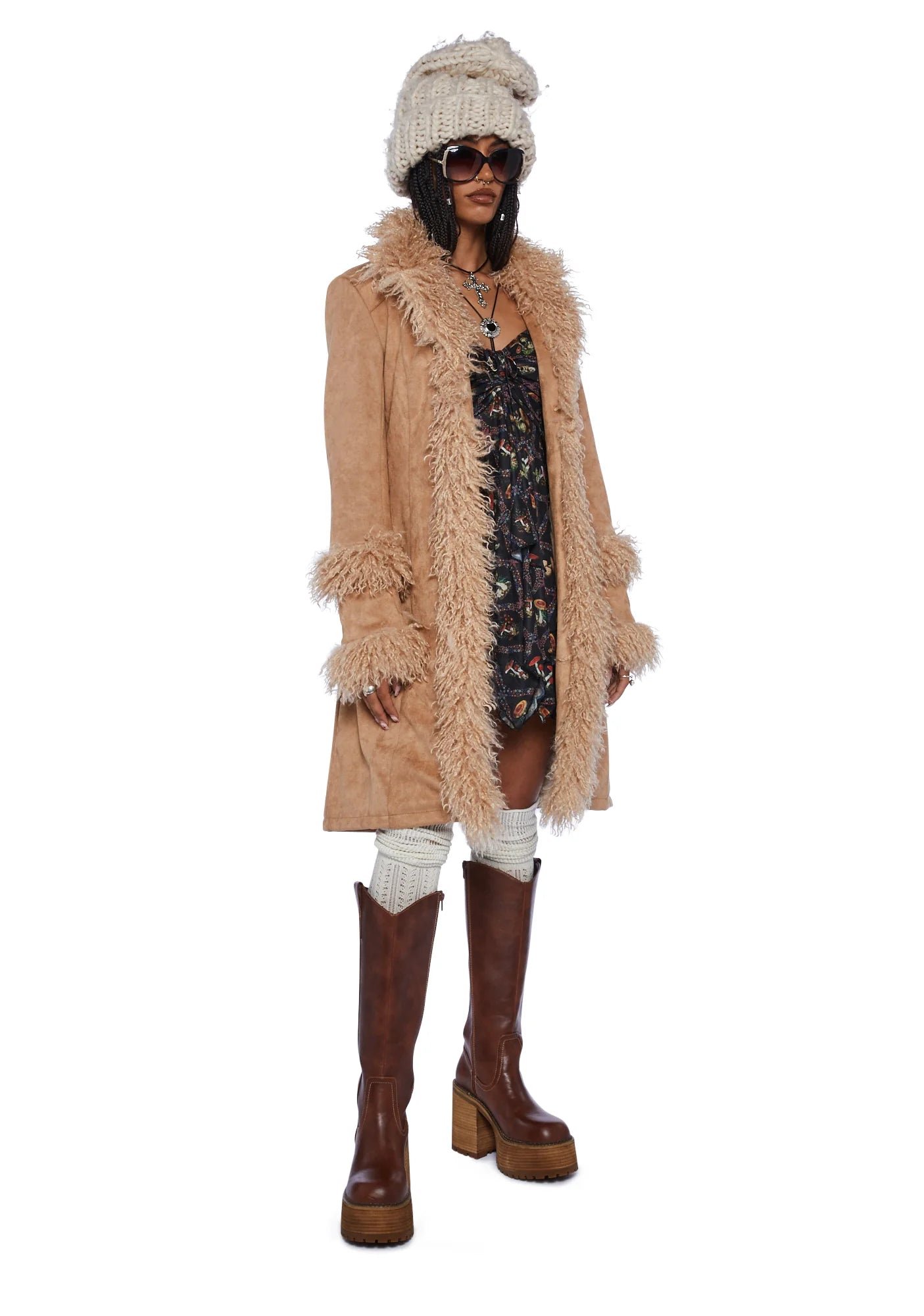 Butterfly Bohemian Groove Faux Suede Coat