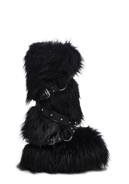 Black High Faux Fur Boots