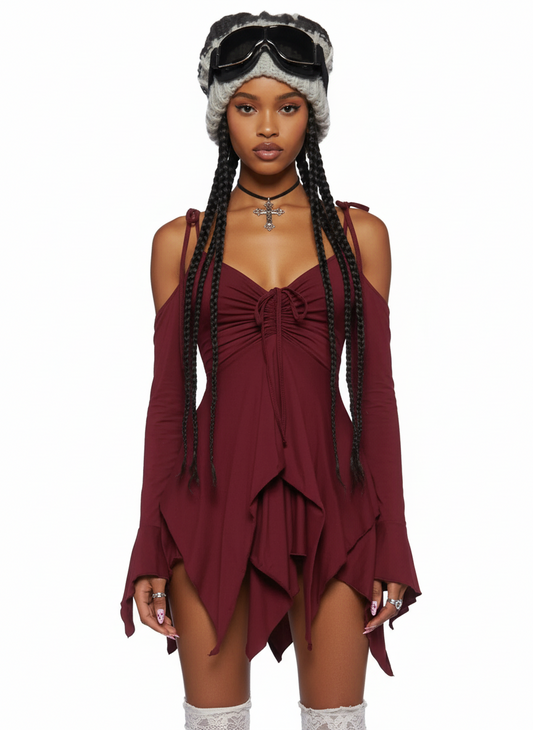 Burgundy Fairy Handkerchief Dress