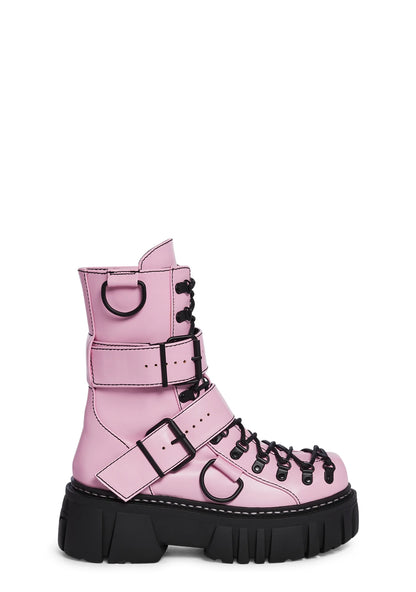 ROGUE CLASH COMBAT BOOTS - BLACK & PINK