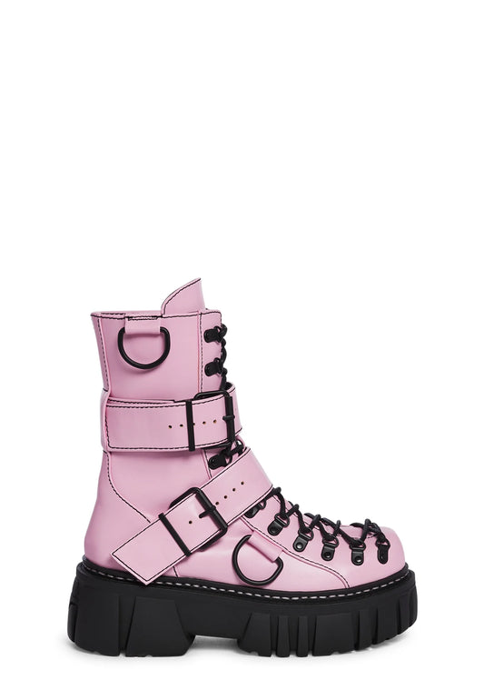 ROGUE CLASH COMBAT BOOTS - BLACK & PINK