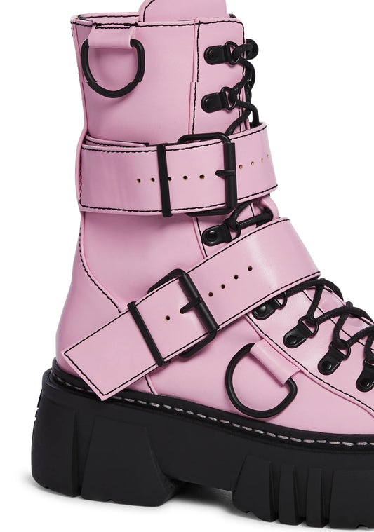 ROGUE CLASH COMBAT BOOTS - BLACK & PINK